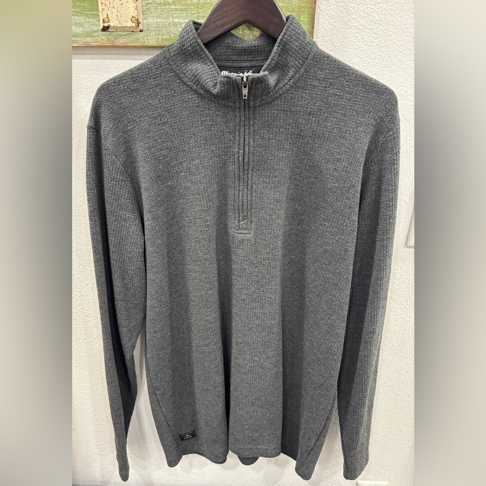 Travis Matthew Men's Gray Half-Zip Sweater